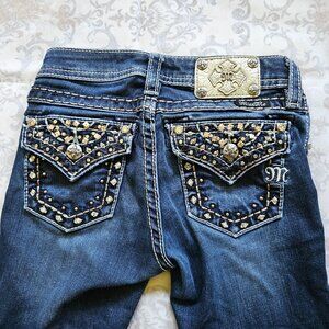 Girls Miss Me Boot Cut Jeans 12 Low Rise Bling Sequin Rhinestone Pockets